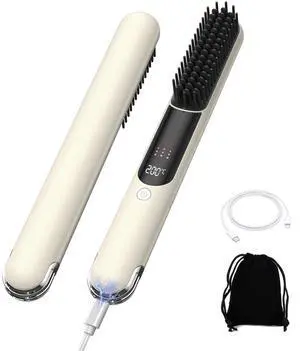 Cordless Hair Straightener Brush USB-C Rechargeable Portable Travel Hair Straightening Comb with Ionic Ceramic Technology Anti-Frizz Heated Brush 4 Temperature Settings for Smooth Hair Styling Cordless Hair Straightener Brush USB-C Rechargeable Portable Travel Hair Straightening Comb with Ionic Ceramic Technology Anti-Frizz Heated Brush 4 Temperature Settings for Smooth Hair Styling