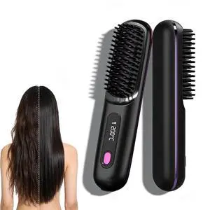 2026 Portable Straightener Brush for Travel, Cordless Hair Straightener Comb for Women,Fast Heating Hair Straightener with LCD Temperature Display, Travel Gift (Black-A) 2026 Portable Straightener Brush for Travel, Cordless Hair Straightener Comb for Women,Fast Heating Hair Straightener with LCD Temperature Display, Travel Gift (Black-A)
