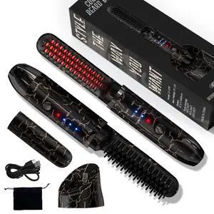 Beard Straightener for Men, Cordless Beard Heated Brush and Hair Straightener Hot Comb with 3 Temp Settings, Anti-Scald, Ionic Technology for Home Travel Beard Straightener for Men, Cordless Beard Heated Brush and Hair Straightener Hot Comb with 3 Temp Settings, Anti-Scald, Ionic Technology for Home Travel