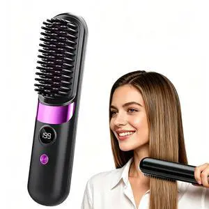 Cordless Anti-Frizz Hot Hair Brush 2026 Portable Rechargeable Ceramic Styling Brush with 4 Adjustable Heat Modes & LED Display, for Fine, Normal & Slightly Wavy Hair (Black) Cordless Anti-Frizz Hot Hair Brush 2026 Portable Rechargeable Ceramic Styling Brush with 4 Adjustable Heat Modes & LED Display, for Fine, Normal & Slightly Wavy Hair (Black)