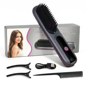 Cordless Hair Straightener Brush,4-in-1,Wet/Dry,Ionic,LED,Rechargeable Cordless Hair Straightener Brush,4-in-1,Wet/Dry,Ionic,LED,Rechargeable