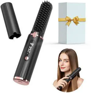 Cordless Hair Straightener Brush, Portable 4500mAh Rechargeable Straightening Comb, MCH Fast Heating, 140-200 4 Temp, Anti-Scald, 40W Type-C Travel Wireless Hot Comb with LED Display for Women(Black) Cordless Hair Straightener Brush, Portable 4500mAh Rechargeable Straightening Comb, MCH Fast Heating, 140-200 4 Temp, Anti-Scald, 40W Type-C Travel Wireless Hot Comb with LED Display for Women(Black)