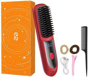 Cordless Hair Straightening Brush, Mini Portable Heated Hot Comb for Short Hair & Bangs, USB Rechargeable Anti-Scald Ceramic Styling Brush with 4000mAh Type-C Charging for Travel Cordless Hair Straightening Brush, Mini Portable Heated Hot Comb for Short Hair & Bangs, USB Rechargeable Anti-Scald Ceramic Styling Brush with 4000mAh Type-C Charging for Travel