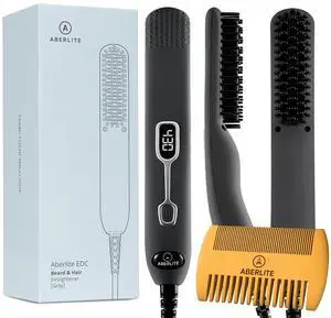 EDC - Premium Beard Straightener Brush - Professional Heated Straightening Comb and Grooming Kit for Men (Gray) EDC - Premium Beard Straightener Brush - Professional Heated Straightening Comb and Grooming Kit for Men (Gray)