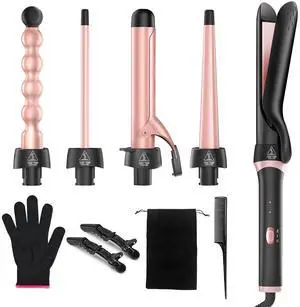 5-in-1 Curling Iron Set Multi Curling Wand with Flat Iron 5-in-1 Curling Iron Set Multi Curling Wand with Flat Iron