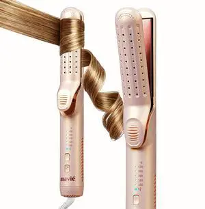 360° Airflow Styler, 2 in 1 Curling Wand & Hair Straightener, Ceramic Plate Flat Iron Curler with Cooling Air Vents Lock in Style & Reduces Damage on Long Short Hair, Dual Voltage, 5 Heat Temps 360° Airflow Styler, 2 in 1 Curling Wand & Hair Straightener, Ceramic Plate Flat Iron Curler with Cooling Air Vents Lock in Style & Reduces Damage on Long Short Hair, Dual Voltage, 5 Heat Temps
