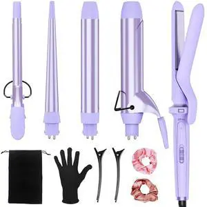 Birthday Gifts for Women, 5 in 1 Curling Iron with Interchangeable Ceramic Barrels (0.35"-1.25"), Curling Wand Set with Flat Iron Hair Straightener, Instant Heat Up, Dual Voltage Hair Curler Birthday Gifts for Women, 5 in 1 Curling Iron with Interchangeable Ceramic Barrels (0.35"-1.25"), Curling Wand Set with Flat Iron Hair Straightener, Instant Heat Up, Dual Voltage Hair Curler