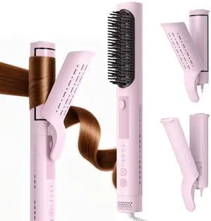 Airflow Curling Iron, Straightener & Flat Iron Combo, Red Light Hair Care, 3-in-1 Hair Styler with Interchangeable Attachments 300M Negative Ions, Gift for Women, Pink Airflow Curling Iron, Straightener & Flat Iron Combo, Red Light Hair Care, 3-in-1 Hair Styler with Interchangeable Attachments 300M Negative Ions, Gift for Women, Pink