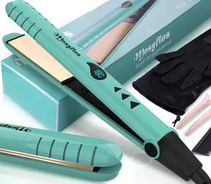 2 in 1 Hair Straightener and Curler-15s Fast Heating Ceramic Flat Iron, LCD Temp Display, Wide Plates for Short/Long Hair, Portable Travel Straightener with Heat-Resistant Glove & Clips,Green 2 in 1 Hair Straightener and Curler-15s Fast Heating Ceramic Flat Iron, LCD Temp Display, Wide Plates for Short/Long Hair, Portable Travel Straightener with Heat-Resistant Glove & Clips,Green