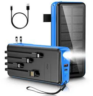 Portable Charger with Built in Cable and Wall Plug 50000mAh PD30W Fast Charging Solar Power Bank with 5 Output & 2 Input Dual LED Flashlights Phone Holder External Battery Pack Portable Charger with Built in Cable and Wall Plug 50000mAh PD30W Fast Charging Solar Power Bank with 5 Output & 2 Input Dual LED Flashlights Phone Holder External Battery Pack