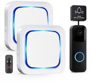 Wireless Doorbell Chime - Compatible with Blink Video Doorbell (2023 release) and Blink Video Doorbell (newest model), 58 Melodies & 5 Volume Levels (1 Video Doorbell Extender 2 Receivers Wireless Doorbell Chime - Compatible with Blink Video Doorbell (2023 release) and Blink Video Doorbell (newest model), 58 Melodies & 5 Volume Levels (1 Video Doorbell Extender 2 Receivers
