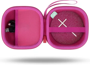 for Ultimate Ears UE MINIROLL Ultra-Portable Speaker Hard Case, Pink Portable Travel Case Replacement, Protective Storage Bag with Mesh Pocket & Hand Strap, Shockproof EVA Shell and Soft Lining for Ultimate Ears UE MINIROLL Ultra-Portable Speaker Hard Case, Pink Portable Travel Case Replacement, Protective Storage Bag with Mesh Pocket & Hand Strap, Shockproof EVA Shell and Soft Lining
