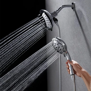2 in 1 Shower Head with Handheld Combo High Pressure Silver 2.5 GPM | 7.2" Rain Showerhead and 10 Spray Hand Held Shower, Adjustable Shower Angle, 59-inch Rotatable Stainless Steel Hose 2 in 1 Shower Head with Handheld Combo High Pressure Silver 2.5 GPM | 7.2" Rain Showerhead and 10 Spray Hand Held Shower, Adjustable Shower Angle, 59-inch Rotatable Stainless Steel Hose