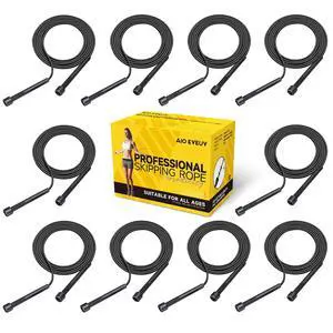 10 Pack Adjustable Jump Rope for Fitness and Exercise - PVC Skipping Rope for Men, Women and Teens - Tangle-Free for Keeping Fit, Training, Workout Black 10 Pack Adjustable Jump Rope for Fitness and Exercise - PVC Skipping Rope for Men, Women and Teens - Tangle-Free for Keeping Fit, Training, Workout Black