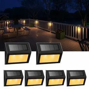 Warm White Solar Lights for Deck Step Fence, Black SST Housing, 6 Pack | Soft warm non-glare LED lamp, sturdy stainless steel casing with black coating, for deck, step, fence, pathway, Rainproof Warm White Solar Lights for Deck Step Fence, Black SST Housing, 6 Pack | Soft warm non-glare LED lamp, sturdy stainless steel casing with black coating, for deck, step, fence, pathway, Rainproof