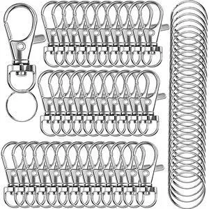 120PCS Premium Swivel Lanyard Snap Hook with Key Rings, Metal Keychain Hooks for Jewelry Making, Crafts (Silver) 120PCS Premium Swivel Lanyard Snap Hook with Key Rings, Metal Keychain Hooks for Jewelry Making, Crafts (Silver)