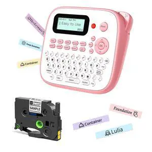 Pink Label Maker Machine with-Tape, Portable Kids Label Maker, Handheld Electric Label Maker with Keyboard, D210S Easy Labeler with Multiple Fonts Frame Barcode for Home Office School Supplies Pink Label Maker Machine with-Tape, Portable Kids Label Maker, Handheld Electric Label Maker with Keyboard, D210S Easy Labeler with Multiple Fonts Frame Barcode for Home Office School Supplies