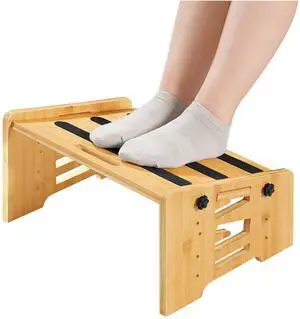 Bamboo Foot Rest, Adjustable Under Desk Footrest with 5 Height Options & Angles, Non-Slip Ergonomic Foot Rest for Under Desk at Work for Improved Posture, for Home & Office, Natural YL01FP01 Bamboo Foot Rest, Adjustable Under Desk Footrest with 5 Height Options & Angles, Non-Slip Ergonomic Foot Rest for Under Desk at Work for Improved Posture, for Home & Office, Natural YL01FP01
