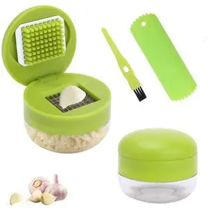 2 Pcs Garlic Press Set, Stainless Steel Garlics Crusher with Silicone Peeler and Cleaner Brush, Easy to Use Garlic Chopper for Shredded Garlic, Ginger and Fruit 2 Pcs Garlic Press Set, Stainless Steel Garlics Crusher with Silicone Peeler and Cleaner Brush, Easy to Use Garlic Chopper for Shredded Garlic, Ginger and Fruit