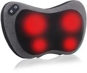 Shiatsu Neck and Back Massager with Heat - Deep Tissue Massage Pillow for Neck, Back & Shoulders Pain Relief, Ergonomic Design Electric Massager for Home, Car, Office Use, Gray Shiatsu Neck and Back Massager with Heat - Deep Tissue Massage Pillow for Neck, Back & Shoulders Pain Relief, Ergonomic Design Electric Massager for Home, Car, Office Use, Gray