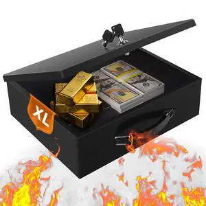 Fireproof Document Box, Fire Resistant Safe Box with Key Lock for Home, Portable Fireproof Lock Box for Personal Items, Passport, Cash, Tablet, X Large 13.2" x 11" x 4.13" Fireproof Document Box, Fire Resistant Safe Box with Key Lock for Home, Portable Fireproof Lock Box for Personal Items, Passport, Cash, Tablet, X Large 13.2" x 11" x 4.13"