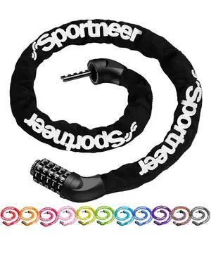 Bike Lock: 5 Digit Combination High Security Anti Theft Bike Chain Lock - 3.2/3.6/4ft Heavy Duty Keyless Bicycle Lock for Bike Motorcycle Scooter Door & Gate - Easy to Use, Bike Accessories Bike Lock: 5 Digit Combination High Security Anti Theft Bike Chain Lock - 3.2/3.6/4ft Heavy Duty Keyless Bicycle Lock for Bike Motorcycle Scooter Door & Gate - Easy to Use, Bike Accessories