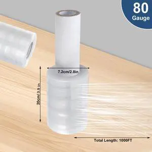 6 Pack Stretch Wrap Film with Handle, 4 Inch x 1000ft 80 Gauge Thick Industrial Strength Hand Shrink Wrap Roll, Self-Adhesive Plastic Wrap for Packing, Moving 6 Pack Stretch Wrap Film with Handle, 4 Inch x 1000ft 80 Gauge Thick Industrial Strength Hand Shrink Wrap Roll, Self-Adhesive Plastic Wrap for Packing, Moving