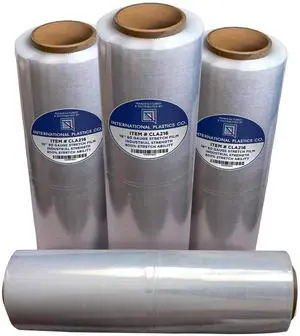 18" Stretch Film/Wrap 1500 feet 7 Layers 80 Gauge Industrial Strength up to 800% Stretch 20 Microns Clear Durable Adhering Packing Moving Heavy Duty Shrink Film Box of 4 18" Stretch Film/Wrap 1500 feet 7 Layers 80 Gauge Industrial Strength up to 800% Stretch 20 Microns Clear Durable Adhering Packing Moving Heavy Duty Shrink Film Box of 4