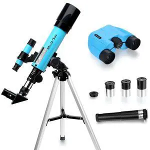 Lunar Telescope for Kids and Astronomy Beginners, Refractor Telescope with Finder Scope and 3 Eyepieces, Travel Telescope with Compact HD Binoculars for Moon Viewing Bird Watching Sightseeing Lunar Telescope for Kids and Astronomy Beginners, Refractor Telescope with Finder Scope and 3 Eyepieces, Travel Telescope with Compact HD Binoculars for Moon Viewing Bird Watching Sightseeing