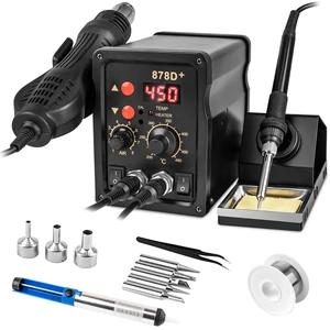 2 in 1 Hot Air Rework Soldering Iron Station Kit, Precision Circuit Board Soldering Gun Kit, Rapid Heat up Solder Station, Upgrade Dual System Independent Control, Auto Sleep & Calibration 2 in 1 Hot Air Rework Soldering Iron Station Kit, Precision Circuit Board Soldering Gun Kit, Rapid Heat up Solder Station, Upgrade Dual System Independent Control, Auto Sleep & Calibration