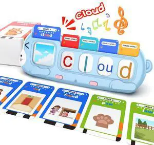 Phonics Learning Toy for Preschool Kids Talking Flash Cards with Sound Machine, Word Blending & Math Games Educational Reading & Counting Activity Set 4-8 Phonics Learning Toy for Preschool Kids Talking Flash Cards with Sound Machine, Word Blending & Math Games Educational Reading & Counting Activity Set 4-8