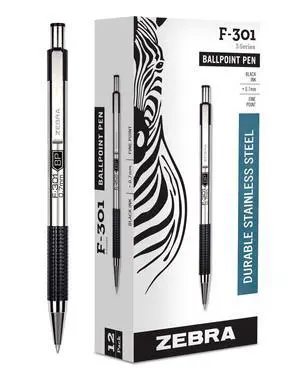F-301 Ballpoint Black Ink Fine Point 0.7mm Pen, Easy-Glide Ink, Stainless Steel Retractable, Non-Slip Grip, Professional Design, Ideal for Office, Journal and Planner Use, 12-Pack (27110) F-301 Ballpoint Black Ink Fine Point 0.7mm Pen, Easy-Glide Ink, Stainless Steel Retractable, Non-Slip Grip, Professional Design, Ideal for Office, Journal and Planner Use, 12-Pack (27110)