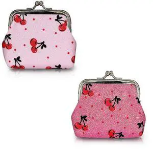 2pcs Small Coin Purse, Sparkling Change Purse Kiss Lock Coin Purse for Women and Girls, Cute Coin Wallet Mini Coin Pouch for Coin, Change (cherry) 2pcs Small Coin Purse, Sparkling Change Purse Kiss Lock Coin Purse for Women and Girls, Cute Coin Wallet Mini Coin Pouch for Coin, Change (cherry)