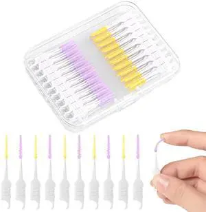 250 Interdental Brushes, Silicone Floss Picks With Case, Yellow/Purple 250 Interdental Brushes, Silicone Floss Picks With Case, Yellow/Purple