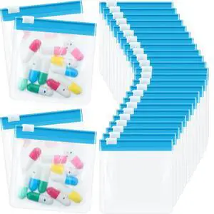 24 Pcs Travel Pill Pouches Zippered Set, Portable Medicine Organizer, Reusable Translucent Plastic Bag for Sports Events, Concerts, Daily Meds(Light Blue) 24 Pcs Travel Pill Pouches Zippered Set, Portable Medicine Organizer, Reusable Translucent Plastic Bag for Sports Events, Concerts, Daily Meds(Light Blue)