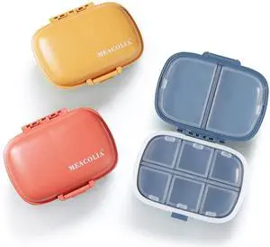 3 Pack 8 Compartments Travel Pill Organizer, Daily Pill Case Small Pill Box for Pocket Purse, Portable Pill Container Medicine Vitamin Organizer (Dark Blue, Red, Yellow) 3 Pack 8 Compartments Travel Pill Organizer, Daily Pill Case Small Pill Box for Pocket Purse, Portable Pill Container Medicine Vitamin Organizer (Dark Blue, Red, Yellow)