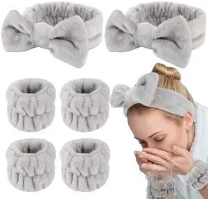 6PCS Spa Headband and Wristbands Set, Face Wash Headband Wrist Bands for Washing Face Makeup Skincare Hair Band Skin Care Accessories Tools 6PCS Spa Headband and Wristbands Set, Face Wash Headband Wrist Bands for Washing Face Makeup Skincare Hair Band Skin Care Accessories Tools