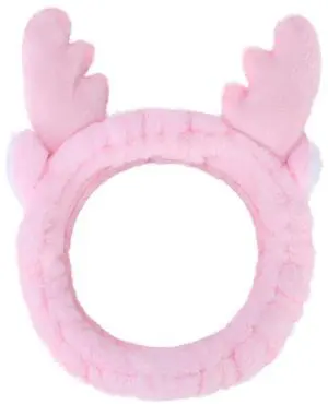 Cute Pink antlers Headband Frog Eye Elastic to Wash Face for Women Makeup Shower Spa. Cute Pink antlers Headband Frog Eye Elastic to Wash Face for Women Makeup Shower Spa.