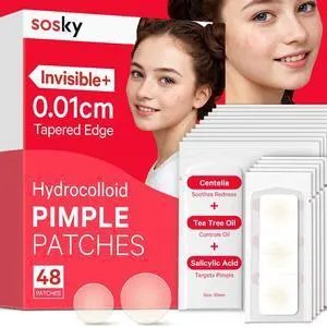 Pimple Patches for Face, Invisible Hydrocolloid Acne Patches, HSA Store Eligible Items, Zit Sticker for Face and Skin, Pimple Sticker for Covering Zits, Blemishes with Salicylic Acid 48 Count Pimple Patches for Face, Invisible Hydrocolloid Acne Patches, HSA Store Eligible Items, Zit Sticker for Face and Skin, Pimple Sticker for Covering Zits, Blemishes with Salicylic Acid 48 Count
