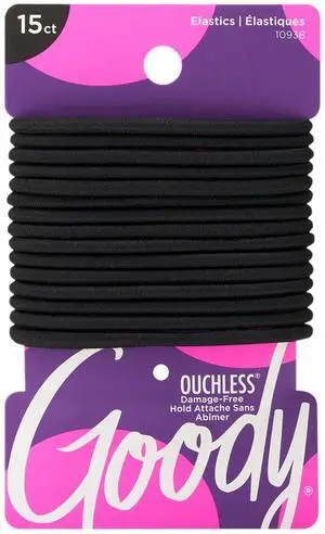 Ouchless Hair Elastics No Pull, No Breakage, Tangle-Free Hold for Thick, Curly, Coily & Textured Hair 15 Count, Black, Long-Lasting Ponytail Holders for Women & Men Ouchless Hair Elastics No Pull, No Breakage, Tangle-Free Hold for Thick, Curly, Coily & Textured Hair 15 Count, Black, Long-Lasting Ponytail Holders for Women & Men