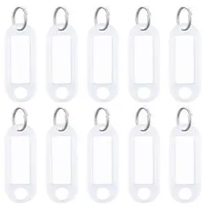 10 Pieces Key Tags 2 Inch Soft Plastic Key Chain Tags with Blank Paper Labels Clear Windows Protective Films and Split Rings Flexible Item Identifiers, White 10 Pieces Key Tags 2 Inch Soft Plastic Key Chain Tags with Blank Paper Labels Clear Windows Protective Films and Split Rings Flexible Item Identifiers, White