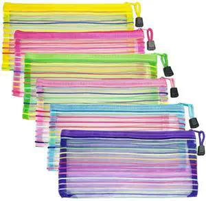 Mesh Bags with Zipper (6 Pack), Small Nylon Makeup Bag Cosmetic Pouches Travel Organizer for Purse Diaper Bag Home Organizing Striped Mix 6 Colors Mesh Bags with Zipper (6 Pack), Small Nylon Makeup Bag Cosmetic Pouches Travel Organizer for Purse Diaper Bag Home Organizing Striped Mix 6 Colors