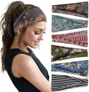 Boho Headbands for Women Wide Head Bands, Yoga Workout Hair Bands for Women's Hair Non Slip, Summer Womens Headbands Hair Accessories 6 Pack Boho Headbands for Women Wide Head Bands, Yoga Workout Hair Bands for Women's Hair Non Slip, Summer Womens Headbands Hair Accessories 6 Pack