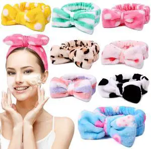 8 Pcs Spa Headband for Women Facial Makeup Headband Face Wash Coral Fleece 8 Pcs Spa Headband for Women Facial Makeup Headband Face Wash Coral Fleece