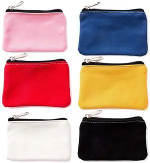 6 Pack Canvas Coin Purse 3.1x5.1in Multi Colors 6 Pack Canvas Coin Purse 3.1x5.1in Multi Colors