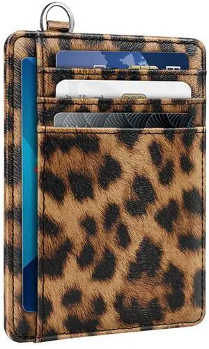 Slim Front Pocket Wallet Leopard Credit Card Holder Women Slim Front Pocket Wallet Leopard Credit Card Holder Women