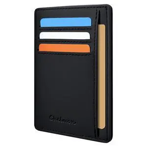 Slim Wallet for Men, Minimalist Front Pocket RFID Blocking Credit Card Holder, Black Crazy Horse Slim Wallet for Men, Minimalist Front Pocket RFID Blocking Credit Card Holder, Black Crazy Horse