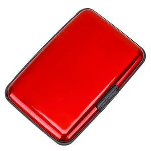Mini RFID Aluminum Wallet Credit Cards Holder Business Card Case Metal ID Case for Men Women (Red) Mini RFID Aluminum Wallet Credit Cards Holder Business Card Case Metal ID Case for Men Women (Red)