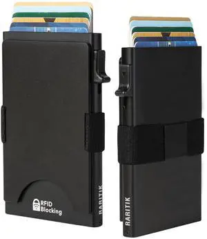 Slim Card Holder Wallet for Men, Minimalist RFID Blocking Pop Up Wallet, Smart Metal Business Card Case Holds 12 Cards, Money Clip, Front Pocket Wallet, Gifts for Men Slim Card Holder Wallet for Men, Minimalist RFID Blocking Pop Up Wallet, Smart Metal Business Card Case Holds 12 Cards, Money Clip, Front Pocket Wallet, Gifts for Men