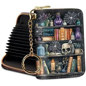 Goth Book Credit Card Holder RFID Small Wallet Women Keychain Goth Book Credit Card Holder RFID Small Wallet Women Keychain